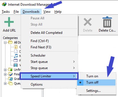 Increase downloading speed by disabling speed limiter